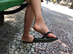 Compilation candid feet dangling in flats
