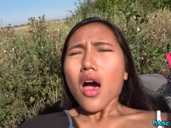 Pijpbeurt, Hondjeshouding, Sperma in gezicht, Buiten, Gezichtspunt, Openbaar, Kut duiken, Thais