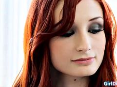 Anal, Ass licking, Big tits, Lesbian, Redhead, Strapon, Tits