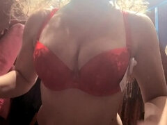 Fétiche, Lingerie, Maîtresse, Public, Chatte, Réalité, Rasée, Voyeur
