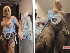 Blonde MILF with Huge Tits Try On Haul in Mall Fitting Room - Mycandyalice Public Nudity