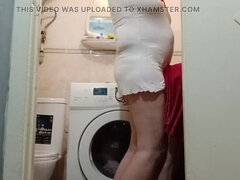 Badkamer, Stel, Dominante vrouw, Hardcore, Naakt, Orgasme, Toilet, Speelgoed