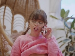 Cute girl, phone call, thicket