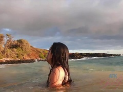 ビーチ, フェラチオ, 露出狂, 彼女, アウトドア, 公共, のぞき, 濡れ