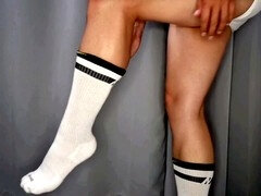 Asian guy, thick thighs, feet fetish