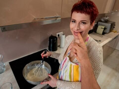 素人, デカチン, デカパイ, フェラチオ, キッチン, 自然山雀, 赤毛, ガリガリ