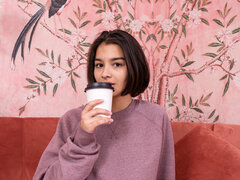 美女, 茶髪の, オーガズム, 小柄, 剃毛, 一人