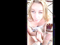 Rubia, Mamada, Pareja, Casero, Al aire libre, Pequeña, Público, Adolescente