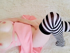 Enthousiasteling, Grote mammen, Hd, Masturbatie, Tepels, Kut duiken, Speelgoed, Vibrator