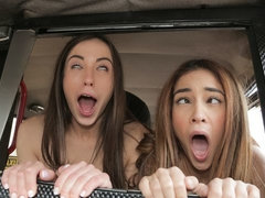 Blond, Auto, Hondjeshouding, 1 man 2 vrouwen, Handbeurt, Spaans, Tiener, Trio