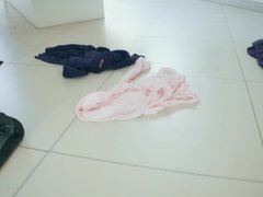 Grote mammen, Stel, Handbeurt, Moeder, Natuurlijke tieten, Roodharige vrouw, Stiefmoeder, Trio