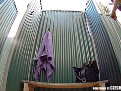 デカパイ, ビキニ, 巨乳な, チェコ, プール, 公共, 水着, のぞき