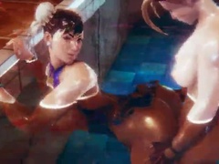 Tridimensionnel, Gros seins, Tir de sperme, Fétiche, Futanari, Piscine