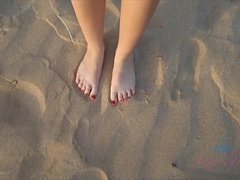 Strand, Badpak, Jurk, Hakken, Gezichtspunt, Kut duiken, Geschoren, Tieten likken