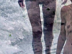 Enthousiasteling, Strand, Grote kont, Grote mammen, Blond, Bruinharig, Naakt, Bekijker