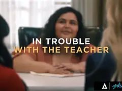 Girlsway - horny cougar Serene Siren & stepbae Summer Col have risky sex during professor date