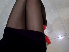 Sexy legs in pantyhose ready to tease
