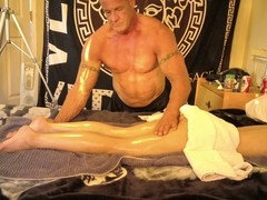 Step daddy gives stepdaughter a lengthy massage before an incredible fuck
