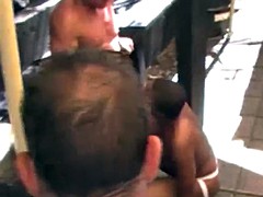 muscular interracial bareback sex action