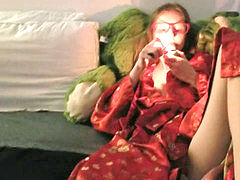 Smoking and toying with myself when husband joins in