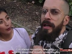 Latin amateur sucking prick with cumshot