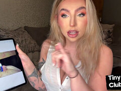 Stockings femdom degrades tiny dick