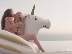 Ass, Big ass, Big tits, Blonde, Riding, Teen, Threesome