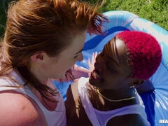 Abigaiil Morris, Octavia Red and Deja Marie lick pussies outdoors