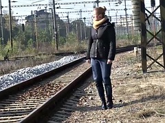 Rubia, Morena, Compilación, Fetiche, Al aire libre, Público