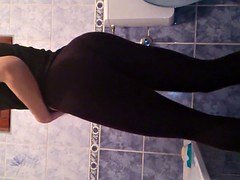 sexy tease in tights and fingering
