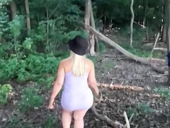 Wild Asian MILF goes for a walk and gets double penetrated in the woods