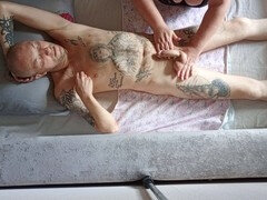 Jerk off instruction, massage cum, mature