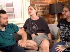 Gets Spitroasted By Alex Murphy And David Glazer At Hardcore Threesome With Charlie Forde And Alex David