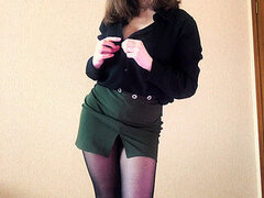 Amateur, Noire, Nue  à poil, Petite femme, Chaussettes, Jarretelles