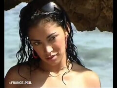 Horny Latina Slut Laura Lai Threesome on Beach with Facial Cumshots