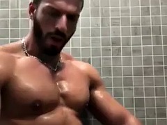 Hot muscle gym shower fuck