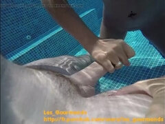 Hot MILF Fucked in Pool with Buttplug, Big Cumshot