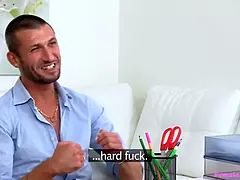 Italian stud luca delivers hard screw and facial cumshot in hot casting - female agent