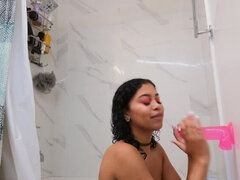 Cuarto de baño, Negro, Masturbación, Pequeña, Perforación, Solo, Juguetes, Mojado