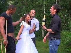 Good looking bride is having a red-hot threeway with studs she enjoys as much as her spouse