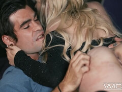 Grosse titten, Blondine, Blasen, Verrückt, Schwanz, Realität