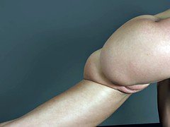 Bruinharig, Flexibiel, Gapende, Sportzaal, Kut duiken, Geschoren, Tiener, Tieten likken