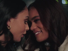 お尻, 黒人, フェラチオ, バック, 異人種間, オマンコ, 三人, オッパイの