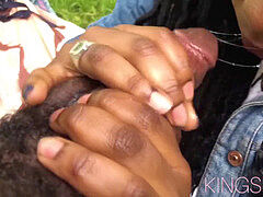 Ebony cream dick, round, bum