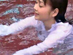 美女, 茶髪の, 日本人, プール, ソフトコア, ティーン