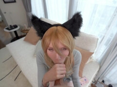 Blond hair babe Step-sister Cosplays Catgirl