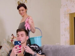 美女, デカチン, 茶髪の, Hd, メイド, 熟年, 淫乱熟女, オマンコ