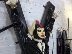 Lady Blackdiamond and her other slave are playing with a man