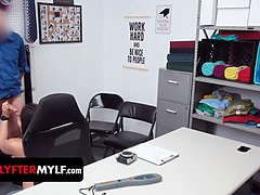 Mylf caught stealing & fucked hard by hubby in backroom