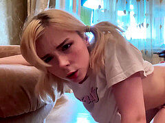 Leie, Grosser arsch, Blondine, Blasen, Sperma im mund, Schlucken